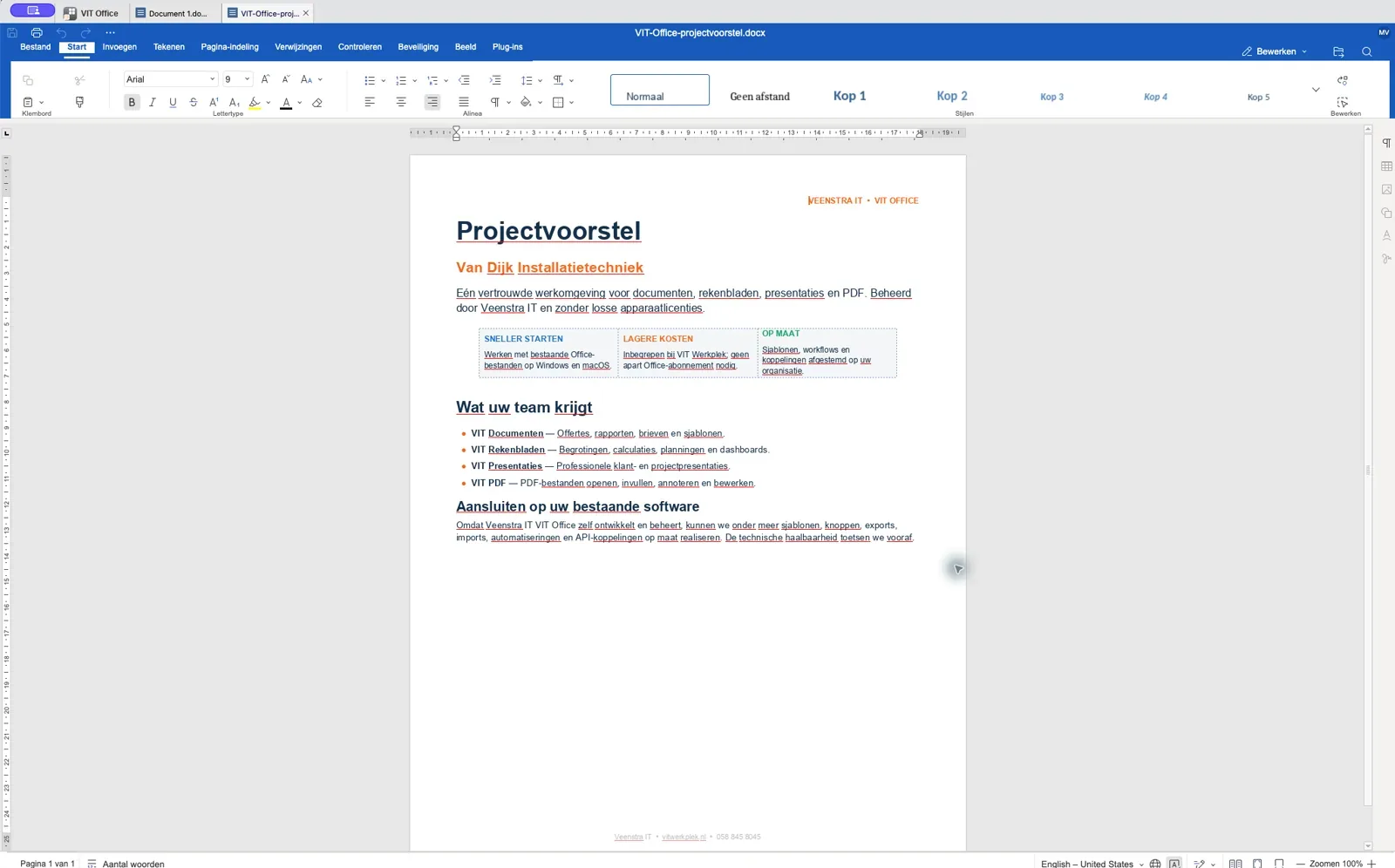 VIT Documenten met een professioneel projectvoorstel
