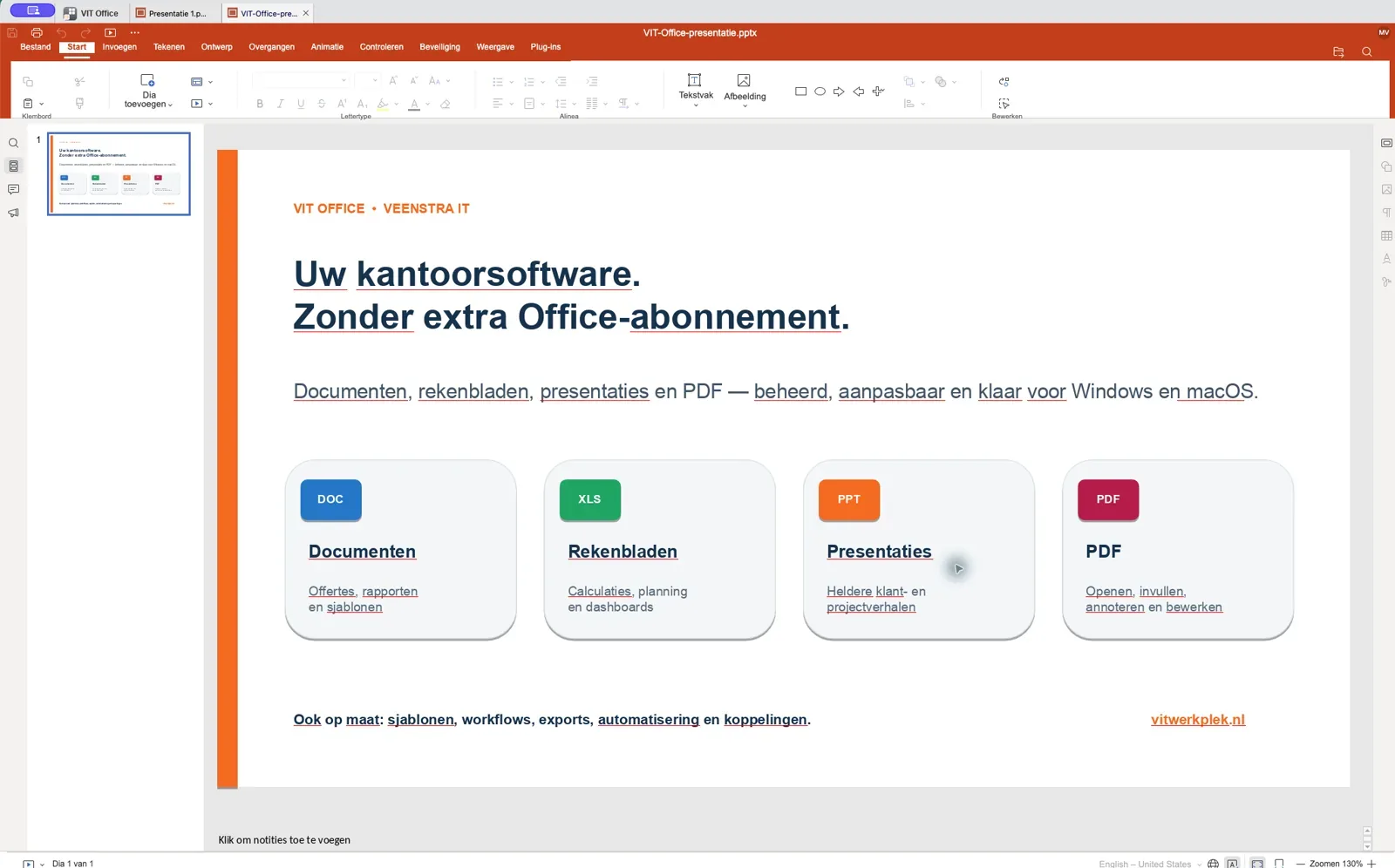 VIT Presentaties met een zakelijke presentatie
